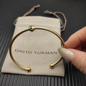 David Yurman Gold Bracelet with Green Accents